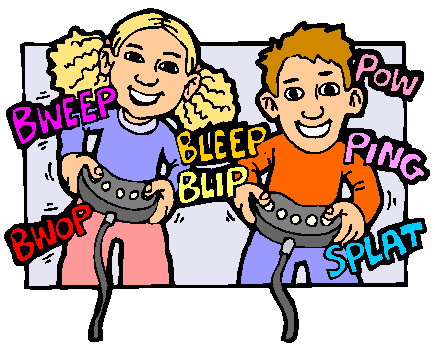 kids playing video games clipart