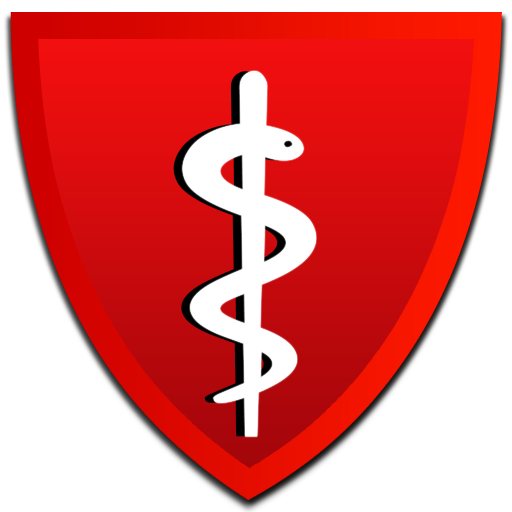 Rod of asclepius red shield clipart image - ipharmd.net
