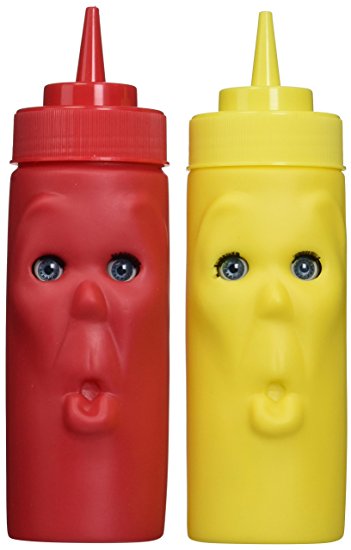 Amazon.com: Kikkerland Blink Ketchup and Mustard Bottles: Face ...