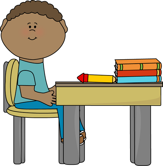 Good student sitting at desk clipart