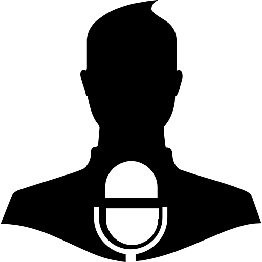 Press release symbol of a man with a microphone - Free business icons