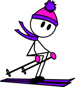 Skier Clipart Image - Stick Figure Skier Skiing on the Slopes