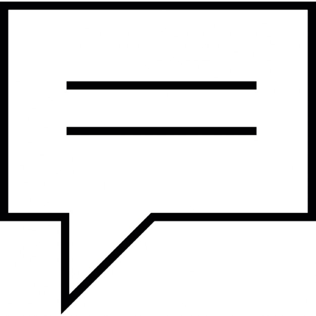 Speech bubble black rectangular shape with two white text lines ...