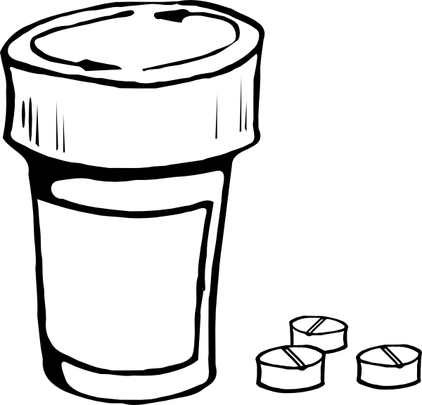 Pill bottle clipart black and white