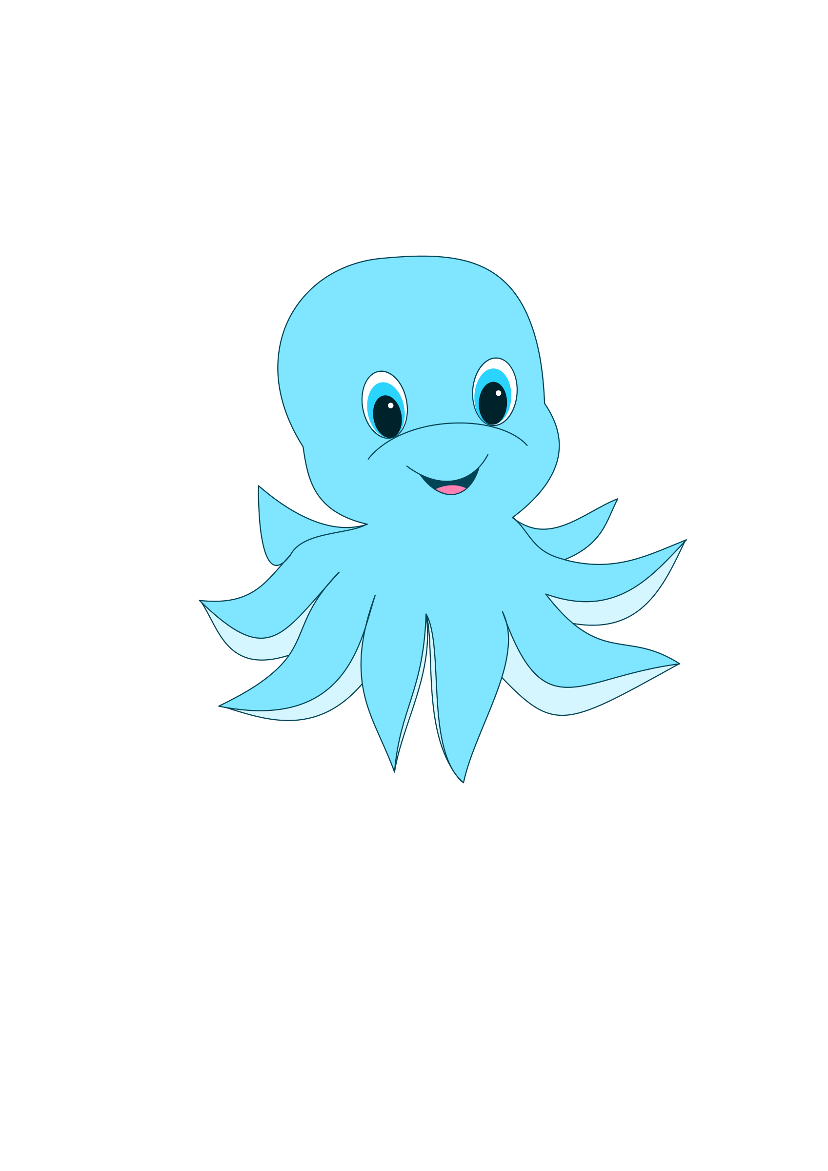 Cute Blue Octopus Vector Clipart - Free Public Domain Stock Photo