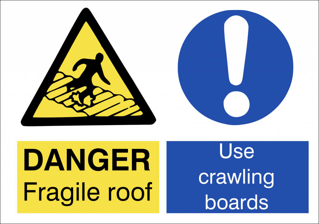 Danger fragile roof 400x300mm [MP4S] - £8.84 : Willow Signs