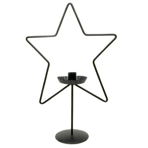 Country Primitive Small Star Pedestal Taper Candle Holder