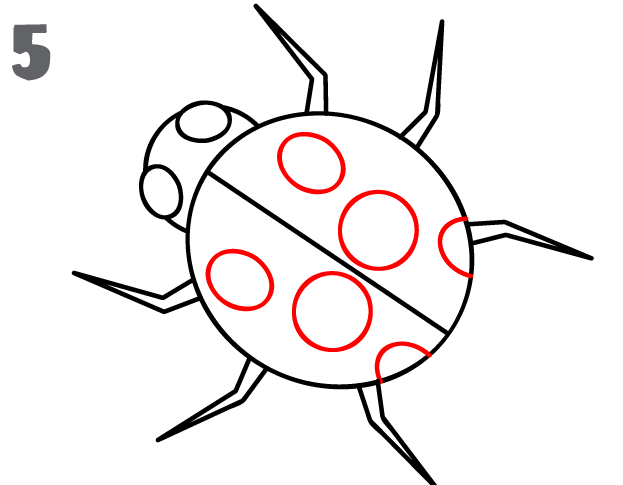 Easy Steps How to Draw a Cartoon Ladybug, Easy Ladybug Drawings