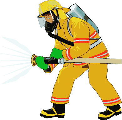 Cute black and white clipart fireman