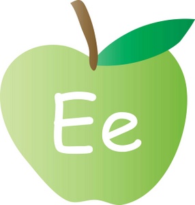 Alphabet Clipart Image - An Apple With The Letter E Written On It