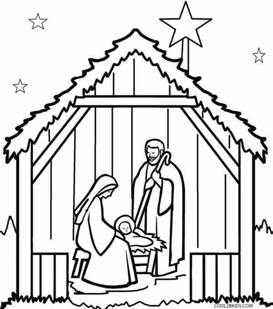 Nativity Scene Color Page Printable - High Quality Coloring Pages