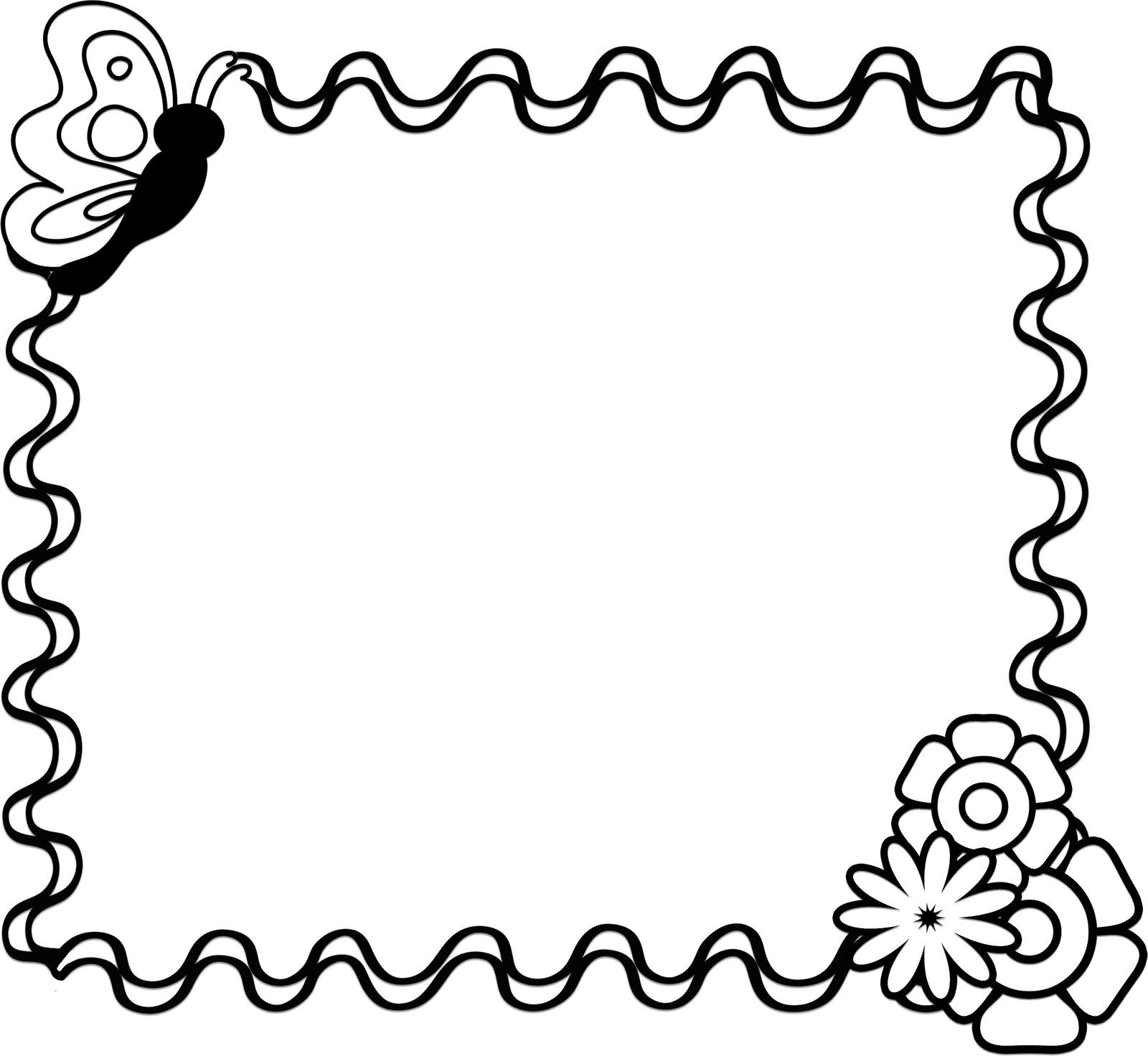 Flower Border Clipart Black And White