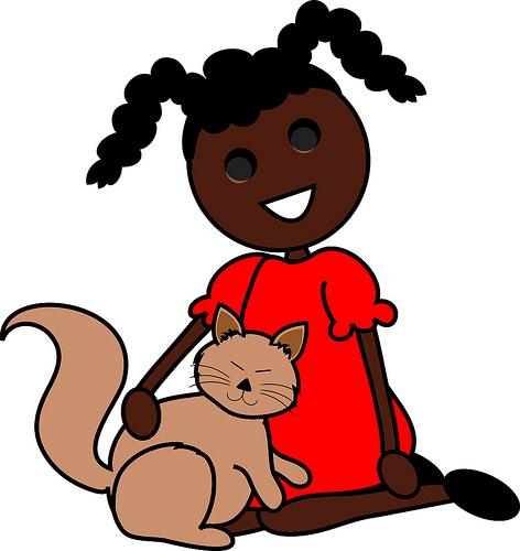 Clip Art Illustration of a Cartoon African American Girl Sitting ...