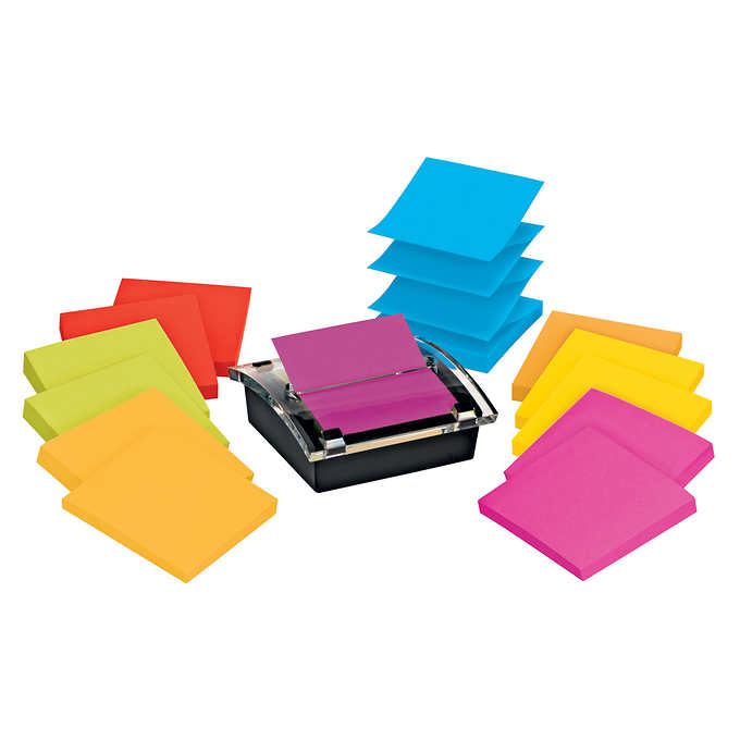 Post-it Super Sticky Notes with Designer Dispenser, 3 in. x 3 in ...