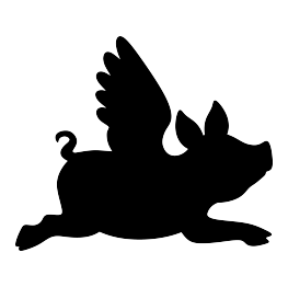 Flying pig clipart black and white