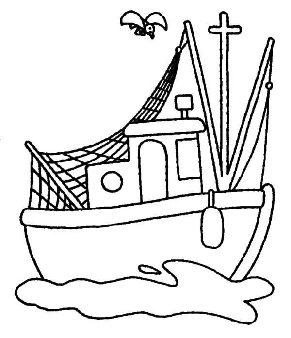 Traditional Fishing Boat Coloring Pages | Kids Play Color