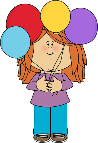 Kids holding balloons clipart