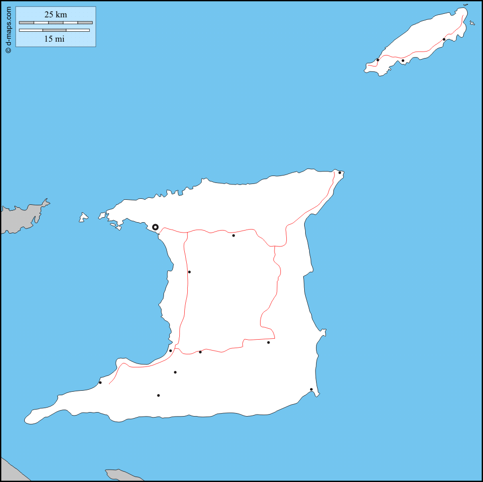 Trinidad and Tobago: free map, free blank map, free outline map ...