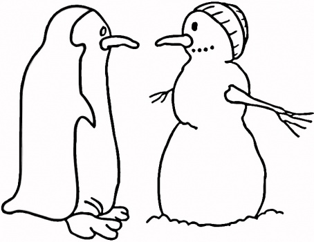 Penguin And Snowman coloring page | Super Coloring