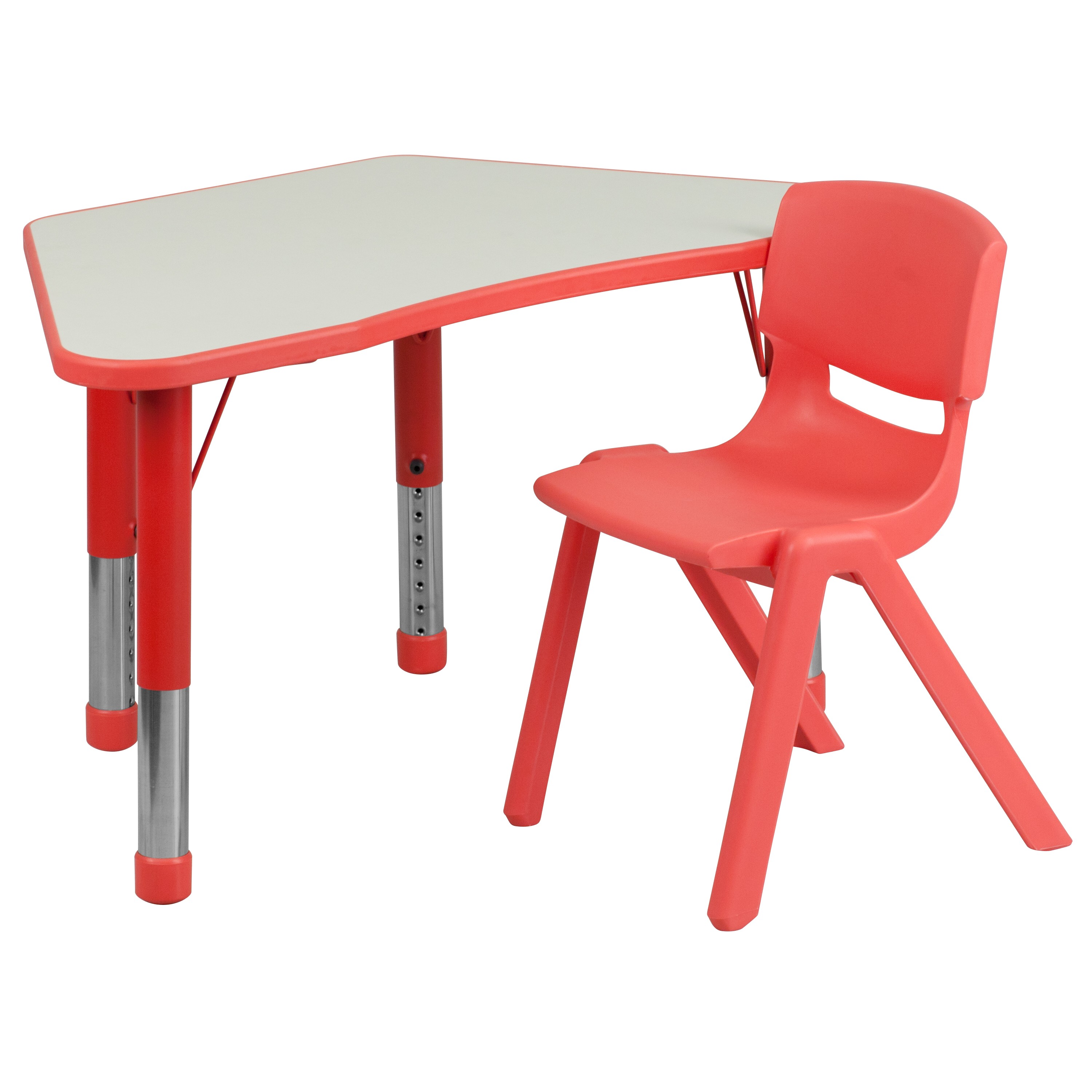 MFO Red Trapezoid Plastic Activity Table Configuration with 1 ...