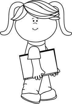 Girl toddler clipart black and white - ClipartNinja