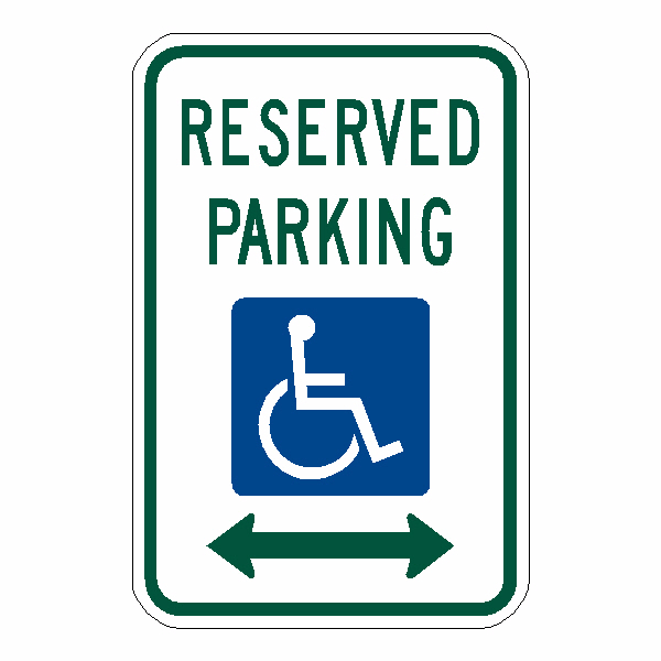 RESERVED-Handicap-Parking-with-arrows- Reflective Aluminum, 18"x12"