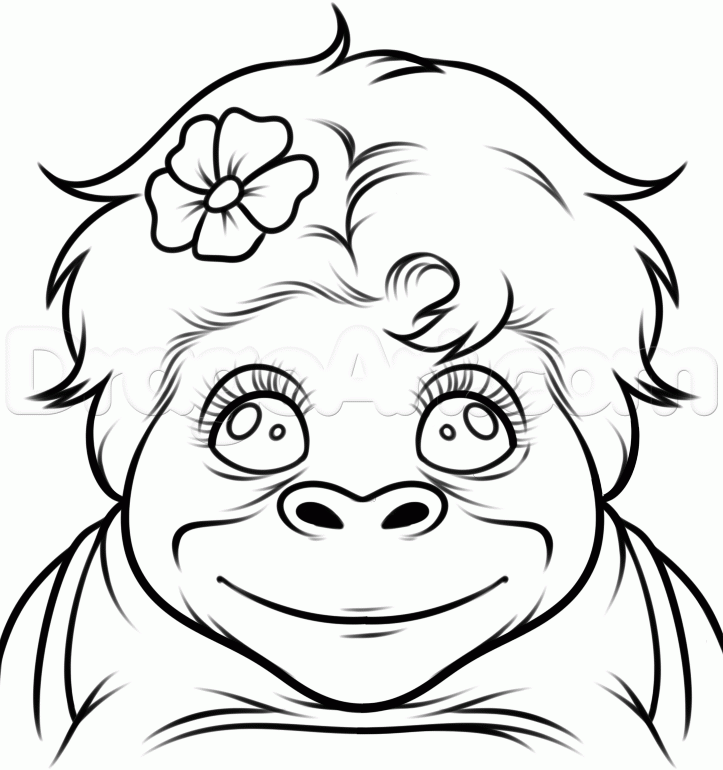 How to Draw a Baby Monkey, Step by Step, forest animals, Animals ...