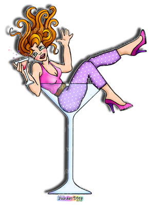 GIRL IN A MARTINI GLASS, Li'l Red, Martini Art Cartoon Illustration