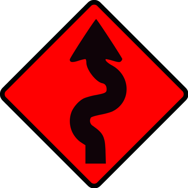 caution winding road - vector Clip Art