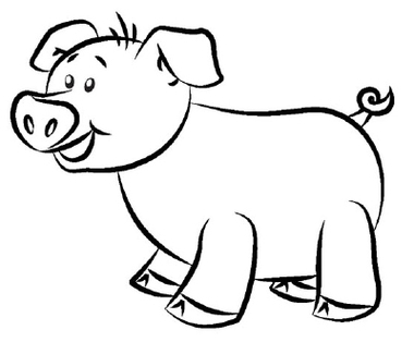 Cartoon Pig Line Drawing Clipart - Free to use Clip Art Resource