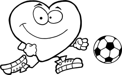 Healthy Red Heart with a Soccer Ball coloring page | Free ...
