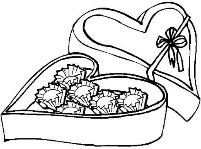 Heart-Shaped Box of Candy Coloring Page