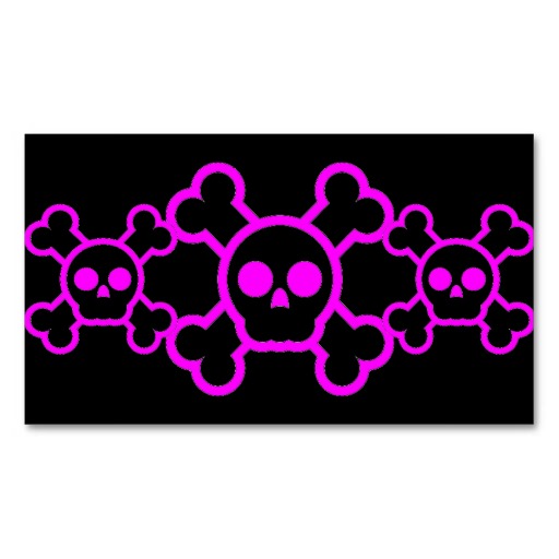 pink punk skull crossbones cupcake bookmark business card ...