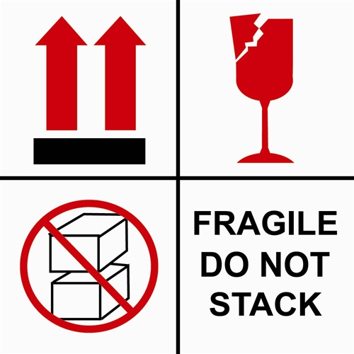 4" x 4" Fragile - Do Not Stack - Stickers