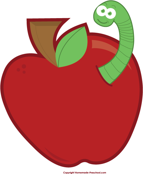 Apple With Worm Clipart