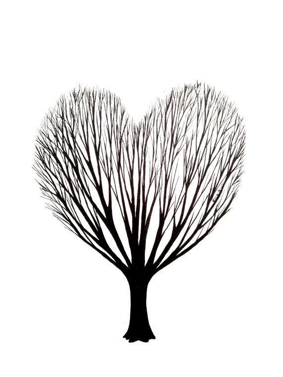 Heart tree ink drawing Tree of life art Heart by DachaStudio