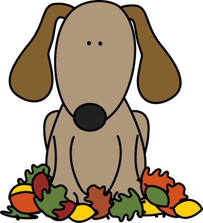 Dog Sitting in Leaves Clip Art - Dog Sitting in Leaves Image