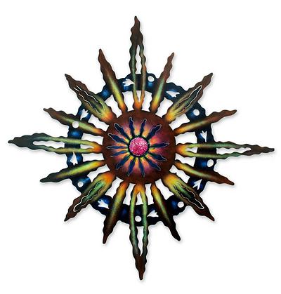 Hand Crafted Steel Wall Art from Mexico - Psychedelic Sun | NOVICA