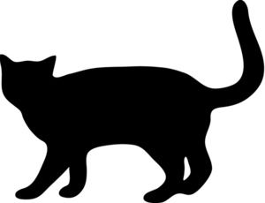 Free black and white cat sitting outline clipart