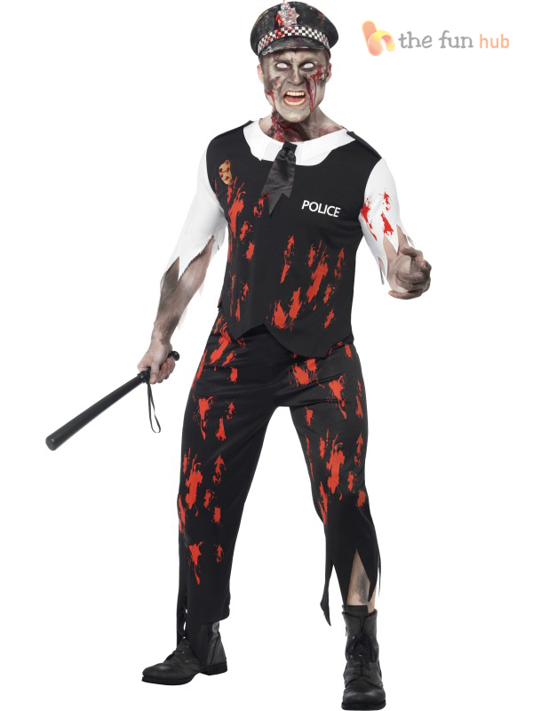 Zombie Policeman Costume Mens Ladies Police Woman Couples ...