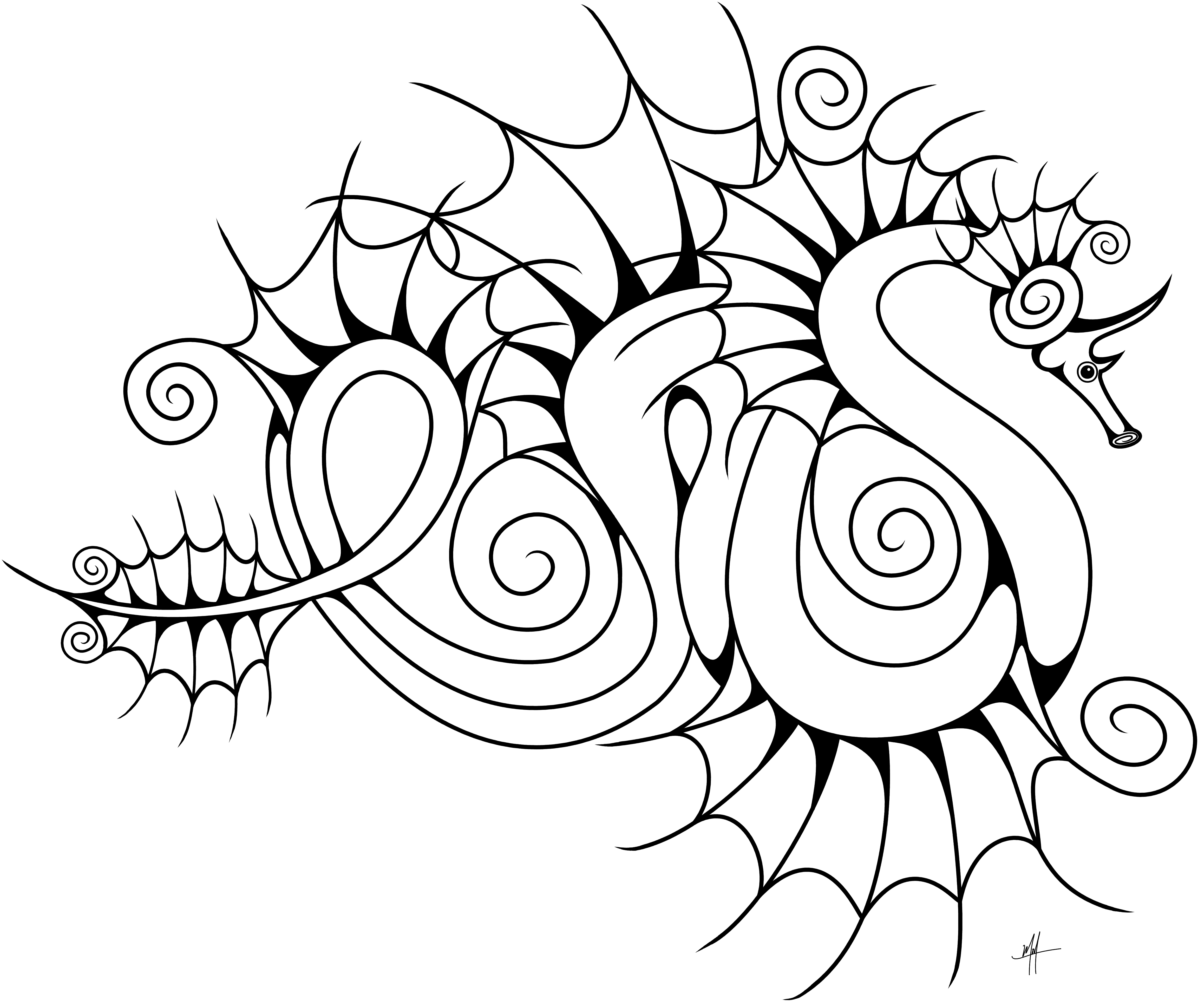 Swirly Sea Dragon | masonillustration