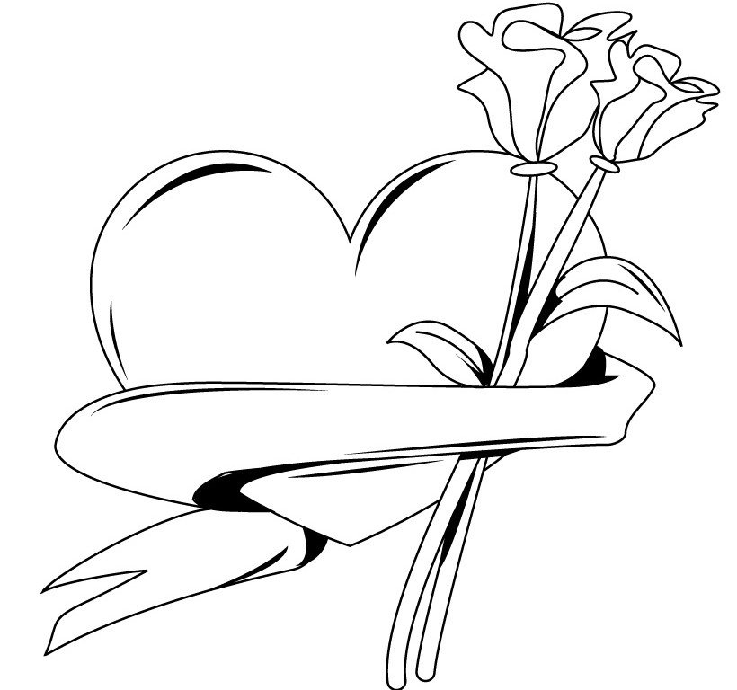 Heart With Banner Coloring Page