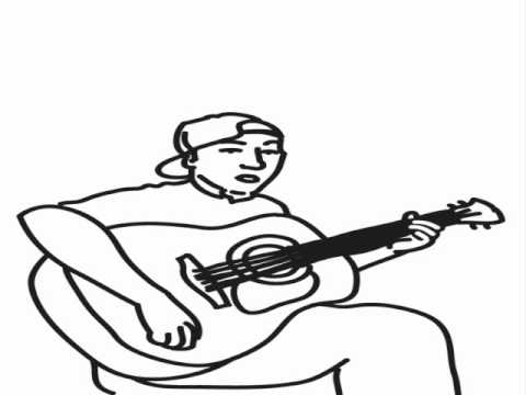 Robbie Jones playing the guitar cartoon (Black and White) - YouTube