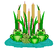 Frogs Clipart - Groups of Frogs, Cattails and Water