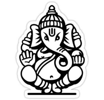 Ganesh Ganesa Ganapati 4 Black Outline" Stickers By MysticIsland ...