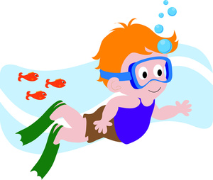 Swimming Clipart Image - Little Boy Swimming Underwater with ...