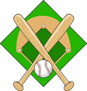 Crossed baseball bat clipart