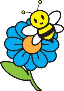 Honey bee on flowers clipart