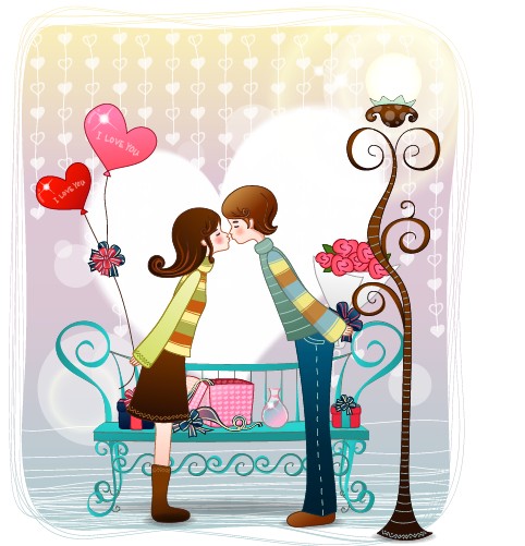 Elements of Romantic cartoon Lovers vector set 12 - Vector Cartoon ...