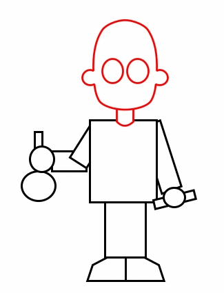 Drawing a cartoon scientist